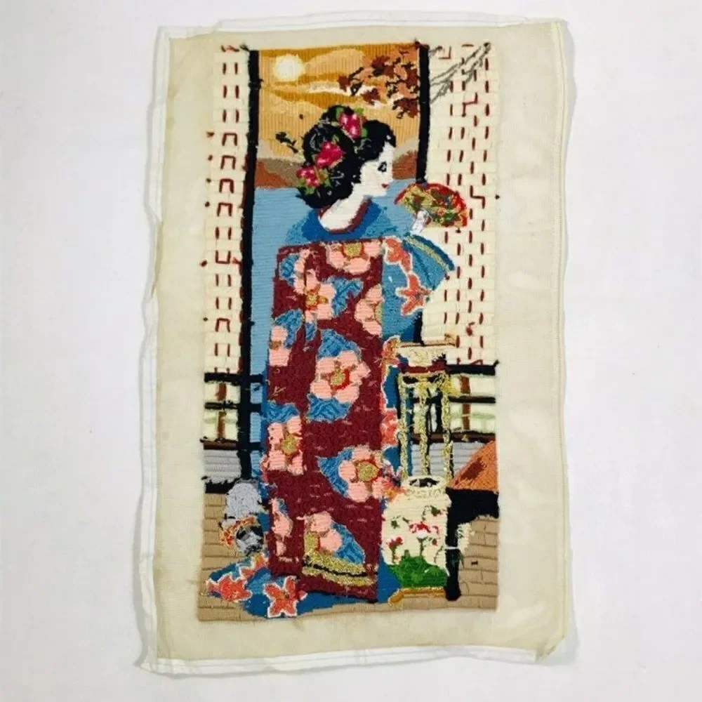 Embroidery Unfinished Canvas Oriental Japanese